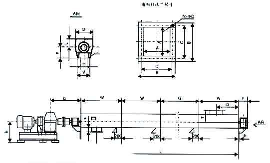 LS螺旋输送机安装尺寸图