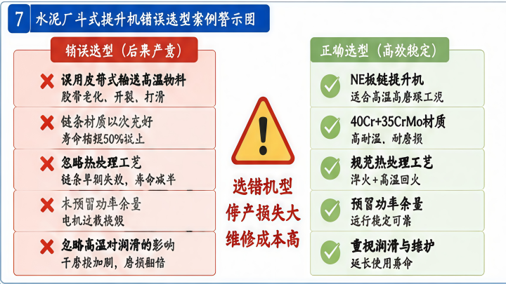 水泥厂斗式提升机高温工况错误选型及解决方案