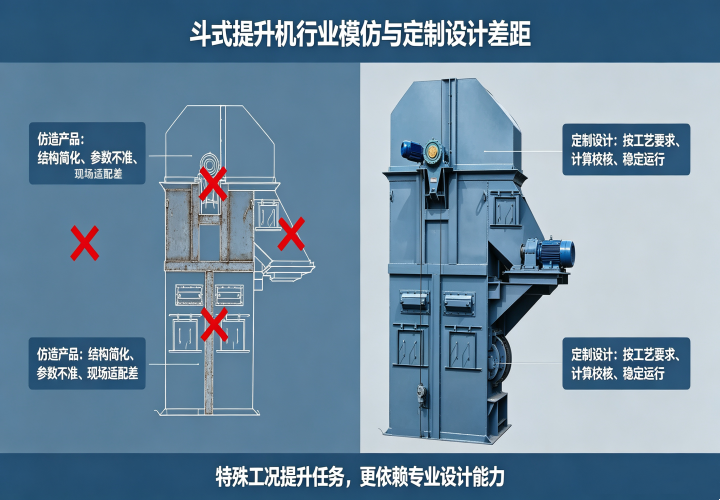 斗式提升机行业模仿与定制设计差距图